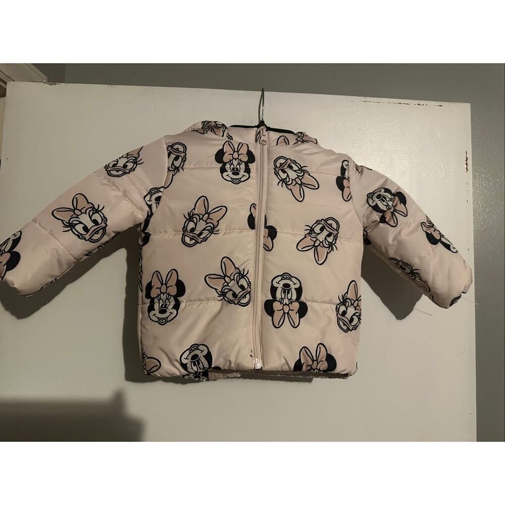 Disney Junior Minnie Mouse Daisy Duck Puffer Jacket Girls 2T Zip Hooded Coat